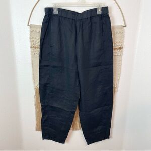 Eileen Fisher Classic Black Linen Barrel Baggy Pants Size S